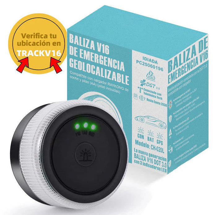 ¡Último día! ¡80% de descuento por Navidad! Baliza V16 | 2ª GENERACION Geolocalización DGT 3.0 | Luz Emergencia Coche Homologado DGT | SIM y Datos Pagados hasta 2038