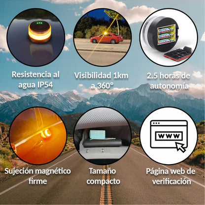 ¡Último día! ¡80% de descuento por Navidad! Baliza V16 | 2ª GENERACION Geolocalización DGT 3.0 | Luz Emergencia Coche Homologado DGT | SIM y Datos Pagados hasta 2038